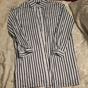Vici Navy and White Striped Shirt